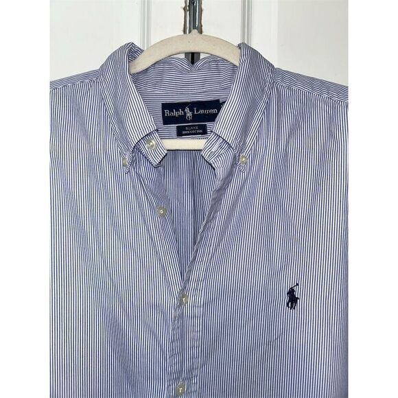 Ralph Lauren Men's XL Blue Striped Long Sleeve Button-Down Shirt - Picture 1 of 5